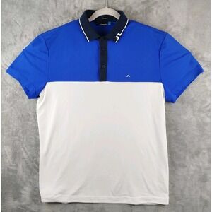 J.Lindeberg Johan Torque Regular Fit Golf Polo Shirt Mens Large Blue White